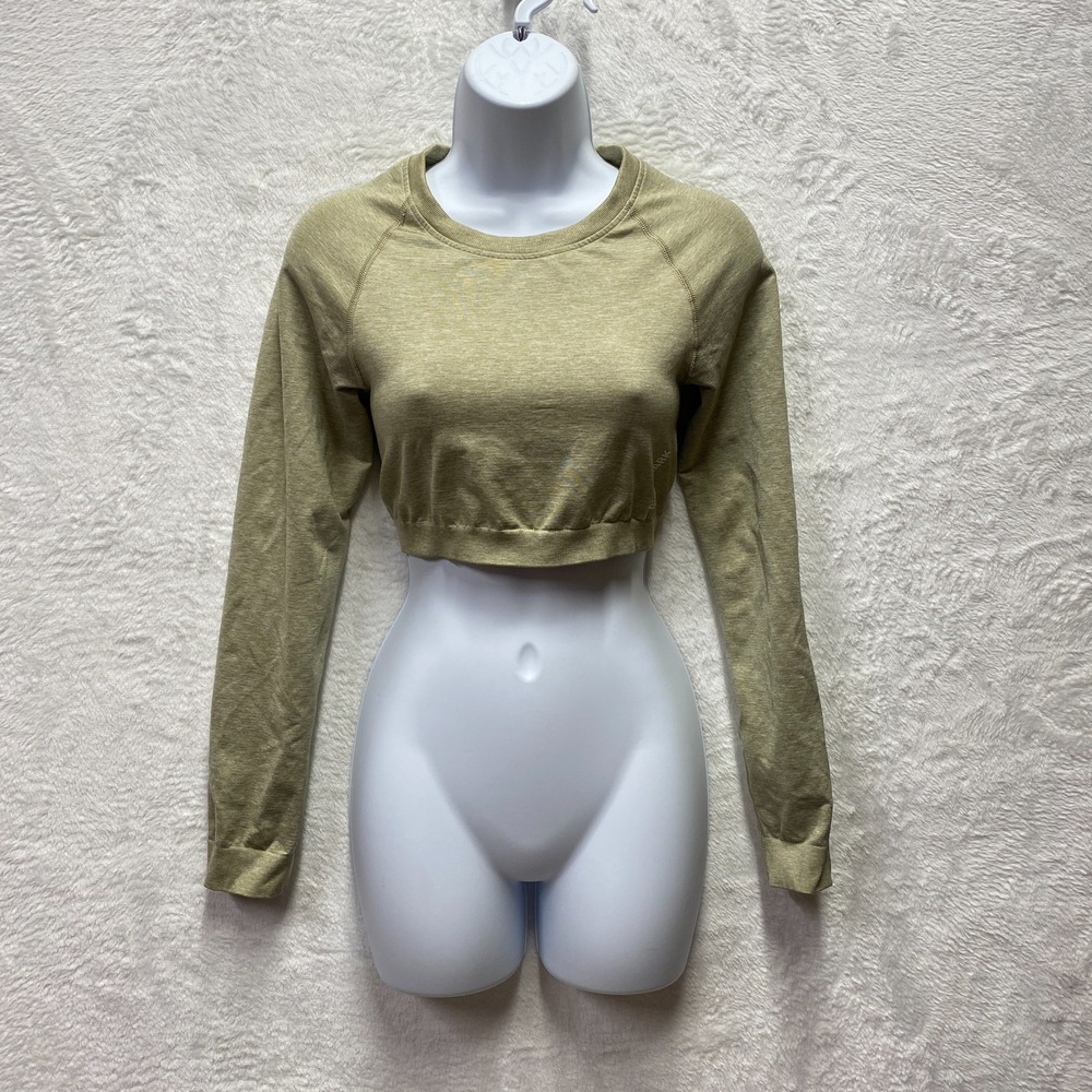 Gymshark Vital Seamless Crop Top Women Medium Olive Green Pullover GLCT4116-MS